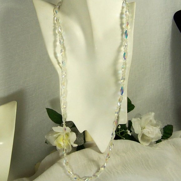 Vintage Swarovski AB Twisted Crystal Necklace 29” Bead Styles 5206 & Spacer 5305 - Picture 2 of 7